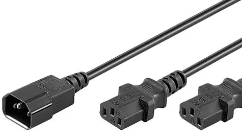 MicroConnect Prodlužovací split kabel C14 - 2x C13 1.8m černá