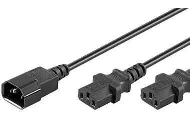 MicroConnect Prodlužovací split kabel C14 - 2x C13 1.2m černá