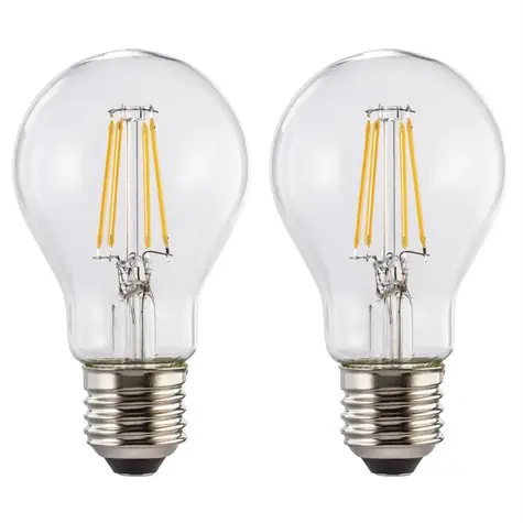 Xavax 112903 LED Filament žárovka / E27 / 806 lm (nahrazuje 60 W) / teplá bílá / čirá / 2 ks v krabičce