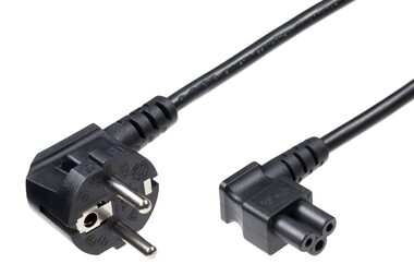 MicroConnect Síťový napájecí kabel Schuko 90° úhel - C5 90° úhel 5m černá
