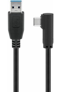MicroConnect kabel USB-C 90° úhel (M) - USB3.0 A (M) 3m černá / 5000Mbit/s