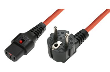 MicroConnect Prodlužovací kabel s IEC zámkem C13 - Schuko 90° úhel 3m oranžová