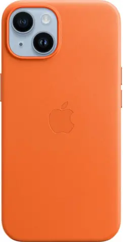 Apple kožený kryt s MagSafe pro iPhone 14 oranžová
