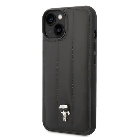Karl Lagerfeld Quilted Puffy Ikonik Logo Zadní Kryt pro Apple iPhone 14 černá