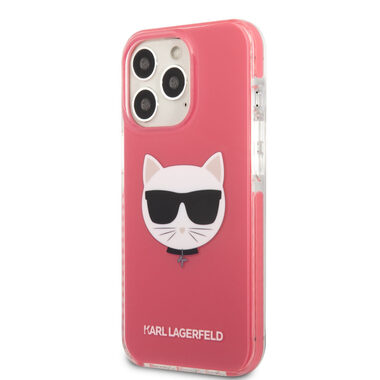 Karl Lagerfeld TPE Choupette Head Kryt pro Apple iPhone 13 Pro Fuchsia