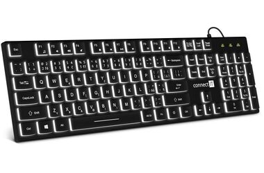 CONNECT IT Chocolate WhiteStar černá / Kancelářská klávesnice / podsvícená / CZ layout / USB / 1.5m 