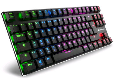 Sharkoon PureWriter TKL černá / nízkoprofilová herní klávesnice / mechanická / drátová / RGB / Kailh Blue spinač / US