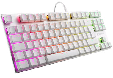 Sharkoon PureWriter TKL RGB Kailh Blue bílá / nízkoprofilová herní klávesnice / mechanická / RGB / Kailh Blue / US / doprodej