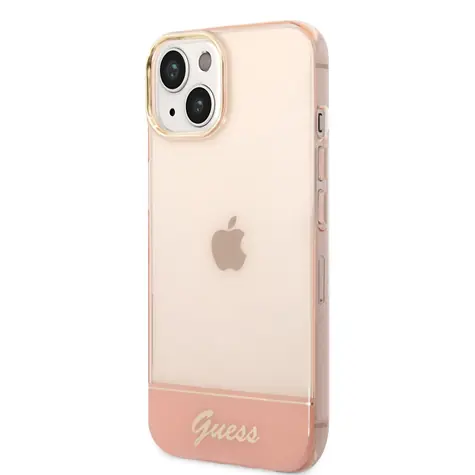 GUESS PC & TPU Camera Outline Translucent Zadní Kryt pro Apple iPhone 14 Plus růžová