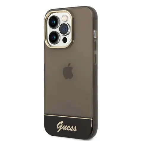GUESS PC & TPU Camera Outline Translucent Zadní Kryt pro Apple iPhone 14 Pro černá