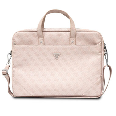 GUESS 4G PU Triangle Logo Computer Bag 15 & 16" růžová
