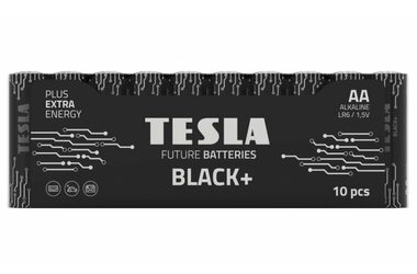 TESLA BLACK+ alkalická baterie AA 10 ks / LR06 / tužková / fólie                 