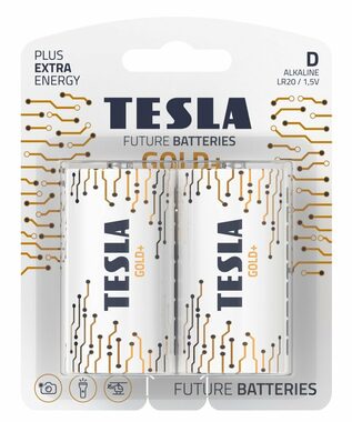 TESLA GOLD+ alkalická baterie D 2 ks / LR20 / velký monočlánek / blister           