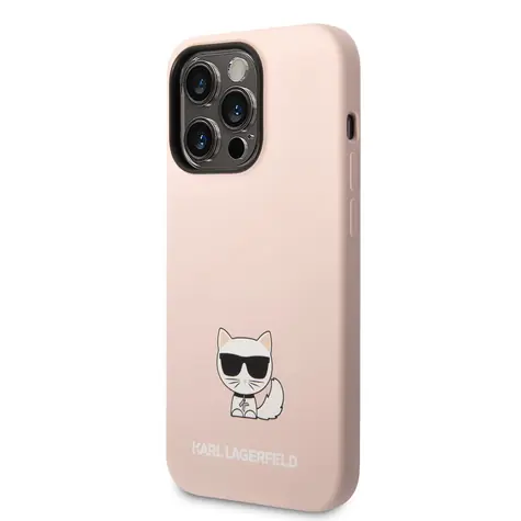 Karl Lagerfeld Liquid Silicone Choupette Zadní Kryt pro Apple iPhone 14 Pro Max růžová