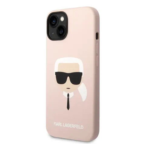 Karl Lagerfeld Liquid Silicone Karl Head Zadní Kryt pro Apple iPhone 14 Plus růžová