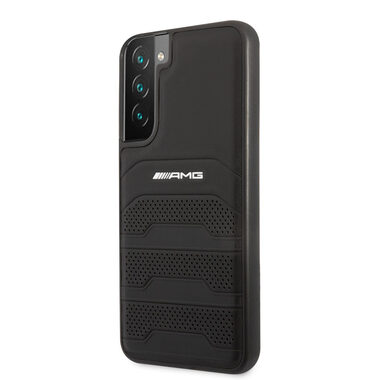 AMG Genuine Leather Perforated Zadní Kryt pro Samsung Galaxy S22+ černá