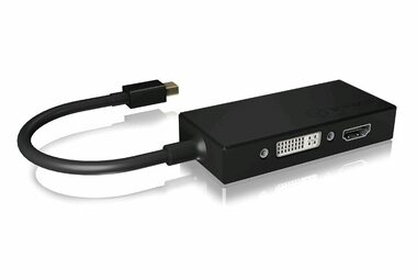 Icy Box IB-AC1032 černá / video adaptér Mini DisplayPort na VGA & HDMI & DVI 