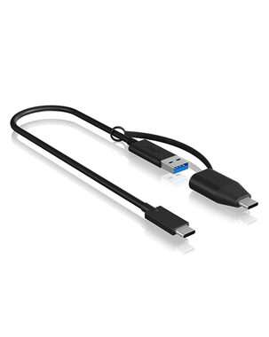 Icy Box IB-CB033 černá / USB 3.2 C kabel na USB-C/USB-A 0.35m černá 