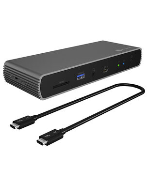 Icy Box IB-DK8801-TB4 šedo-černá / Dokovací stanice / 4x USB-A / 2x USB-C / HDMI / SD / RJ45 / 3.5 mm jack