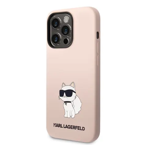 Karl Lagerfeld Liquid Silicone Choupette NFT Zadní Kryt pro Apple iPhone 14 Pro Max růžová