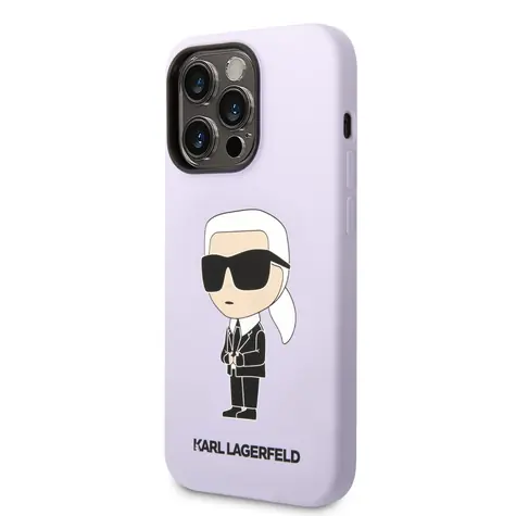 Karl Lagerfeld Liquid Silicone Ikonik NFT Zadní Kryt pro Apple iPhone 14 Pro Max fialová