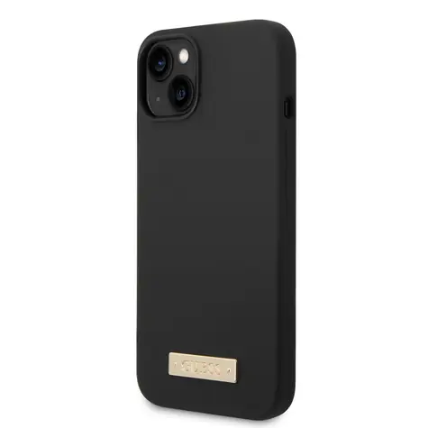 GUESS Silicone Metal Logo MagSafe Kompatibilní Zadní Kryt pro Apple iPhone 14 Plus černá