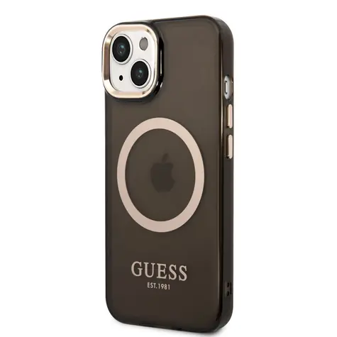 GUESS Translucent MagSafe Kompatibilní Zadní Kryt pro Apple iPhone 14 Plus černá