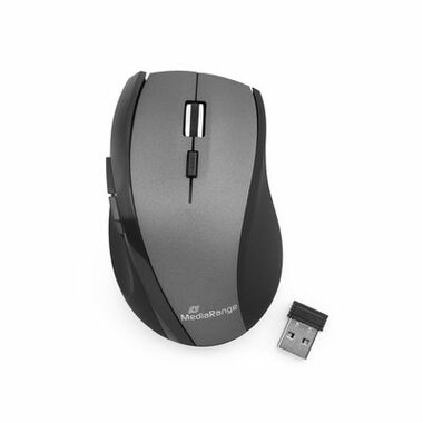 MediaRange MROS203 černo-šedá / bezdrátová optická myš / 1600dpi / USB / 5 tlačítek