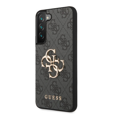 GUESS PU 4G Metal Logo Zadní Kryt pro Samsung Galaxy S23 šedá
