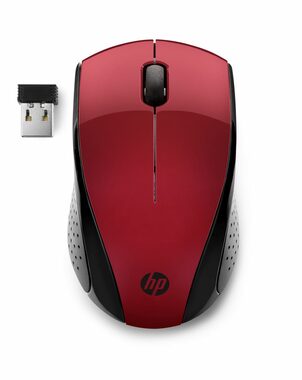 HP 220 červená  / bezdrátová myš / optická / 1600 dpi / USB