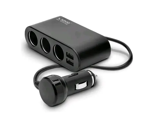 SAVIO SA-024 / auto roztrojka / 3x konektor / 2x USB / 3A / DC 12V-24V