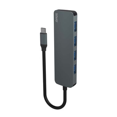 SAVIO AK-54 šedá / USB-C rozbočovač / 4x USB 3.1 A