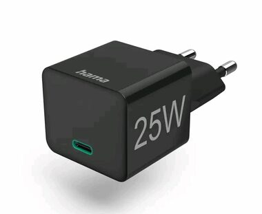Hama USB nabíječka 25W černá / 1x USB-C / PD/QC