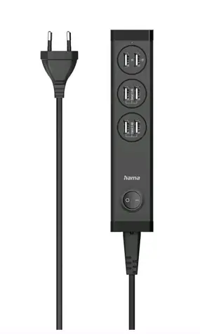 Hama USB nabíječka kabelová černá / 6x USB-A / 34W