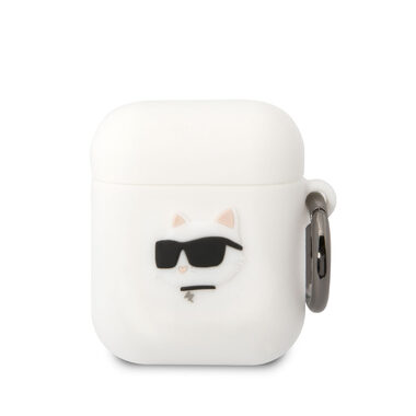 Karl Lagerfeld 3D Logo NFT Choupette Head Silikonové Pouzdro pro Apple Airpods 1/2 bílá
