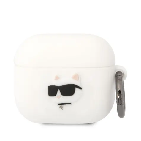 Karl Lagerfeld 3D Logo NFT Choupette Head Silikonové Pouzdro pro Apple Airpods 3 bílá
