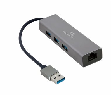 Gembird A-AMU3-LAN-01 šedá / gigabitový síťový adaptér / 1x LAN / USB 3.0 / USB-A