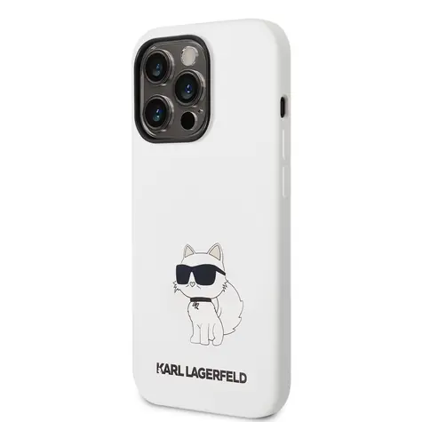 Karl Lagerfeld Liquid Silicone Choupette NFT Zadní Kryt pro Apple iPhone 14 Pro bílá