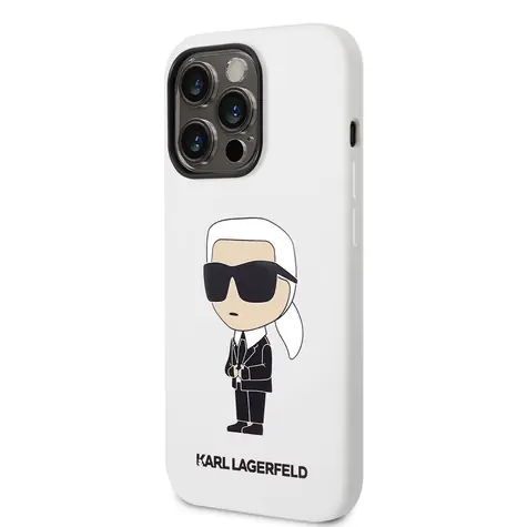 Karl Lagerfeld Liquid Silicone Ikonik NFT Zadní Kryt pro Apple iPhone 14 Pro bílá
