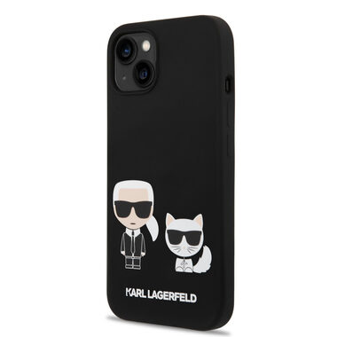 Karl Lagerfeld MagSafe Kompatibilní Kryt Liquid Silicone Karl and Choupette pro Apple iPhone 14 Plus černá