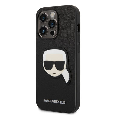 Karl Lagerfeld PU Saffiano Karl Head Zadní Kryt pro Apple iPhone 14 Pro černá