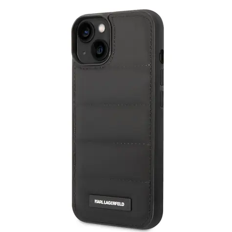Karl Lagerfeld Quilted Puffy Metal Logo Zadní Kryt pro Apple iPhone 14 černá