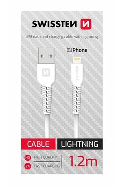 SWISSTEN datový kabel USB - LIGHTNING 1.2m bílá