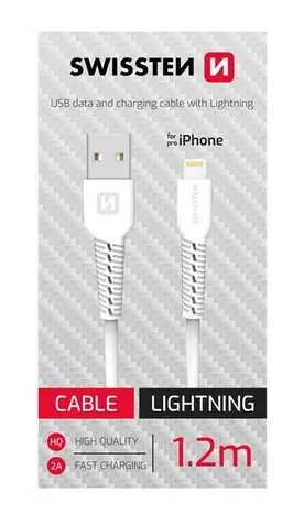 SWISSTEN datový kabel USB - LIGHTNING 1.2m bílá