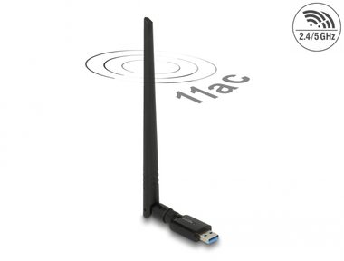 Delock USB Dualband WLAN 867 + 300 Mbps s externí anténou
