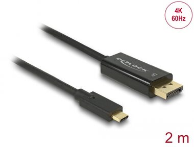 Delock Kabel USB Type-C (M) - DisplayPort (M) 2m černá / DP Alt Mód / 4K / 60 Hz