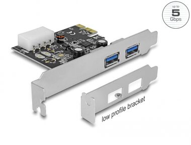 Delock PCI Express Karta - 2 x externí SuperSpeed USB / 5 Gbps / USB 3.2 Gen 1 Typ-A (F)