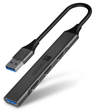 CONNECT IT CHU-4050-AN USB hub šedá / 1x USB 3.0 / 3x USB 2.0