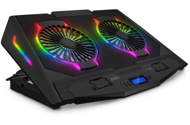 CONNECT IT CCP-3020-BK Neo RGB černá / Chladicí podložka pod notebook 17" / 6 rychlostí / LCD 