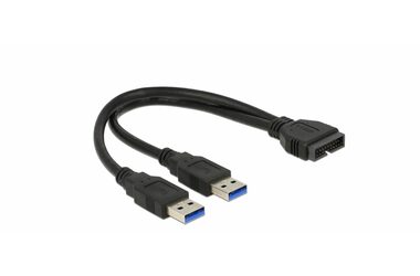 Delock kabel USB 3.0 Pin header (M) - 2 x USB 3.0 Type-A (M) 0.25m